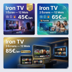 Iron TV IPTV 1 Écran 12 Mois , 20 000+ Chaînes 4K | Canal+ beIN Sports